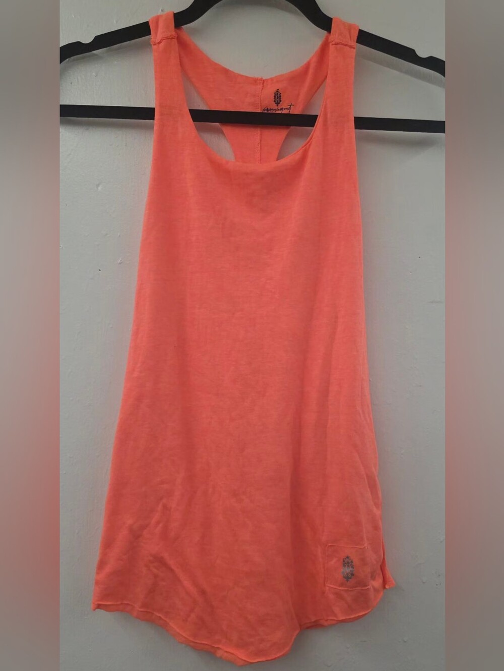 Free People Bright Orange Oversized Racerback Pocket Tank Top S